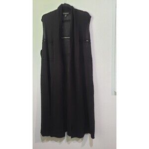 Lane Bryant Black Sleeveless Crochet Duster Long Cardigan Size 26/28